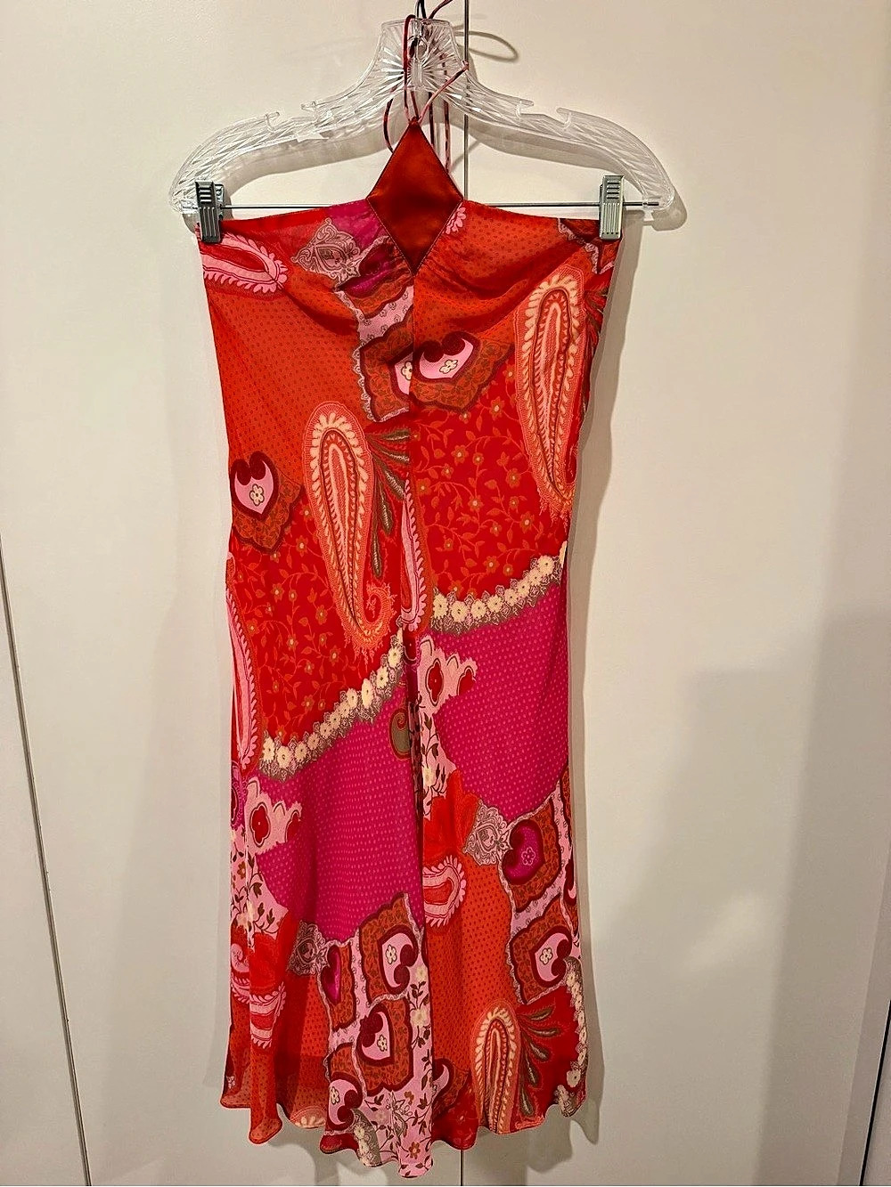 Banana Republic Paisley Mini Dress in Red & Pink Size 2P Like New